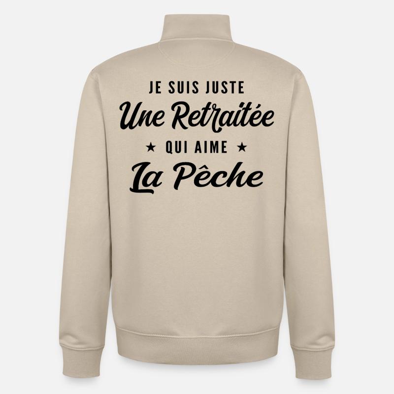Retraitée Pêcheuse Humour Cadeau Retraite - Sweat zippé unisexe en coton bio Stanley/Stella - beige crème