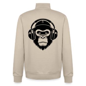 DJ Grooves Streetwear Urbaner Affenkopf Shirt - Unisex Organic Zip Sweatshirt von Stanley/Stella - Cremebeige - Hinten - AI Model Male 185 dark (185cm)