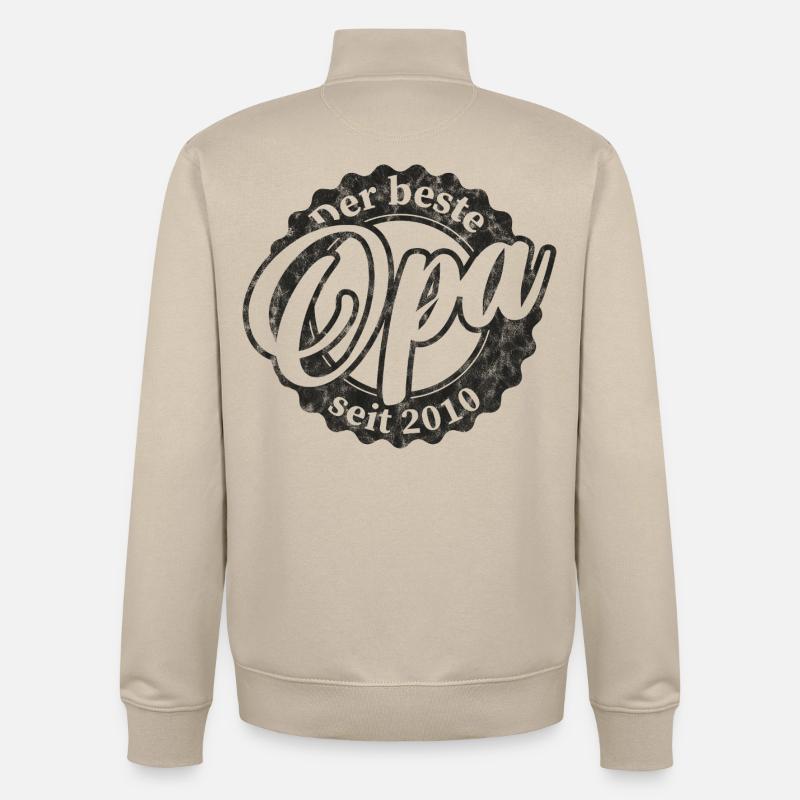 Der Beste Opa seit 2010 - Unisex Organic Zip Sweatshirt von Stanley/Stella - Cremebeige