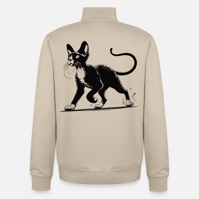 Devon Rex Design – Charmant et unique - Sweat zippé unisexe en coton bio Stanley/Stella - beige crème
