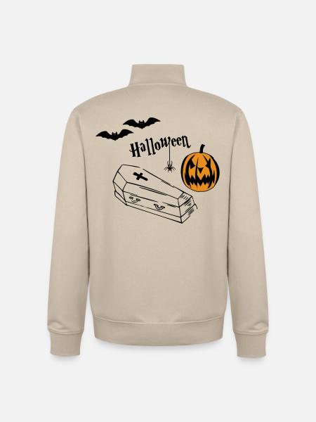 Halloween Pumpkin Silhouette - Unisex Organic Zip Sweatshirt by Stanley/Stella - desert dust