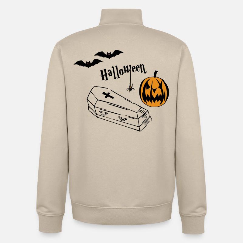 Silhouette de citrouille d’Halloween - Sweat zippé unisexe en coton bio Stanley/Stella - beige crème