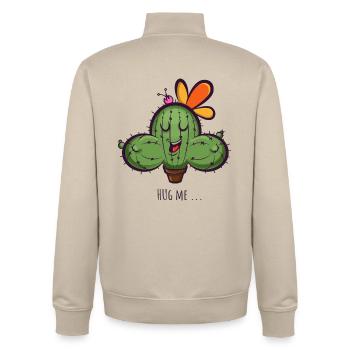 Kaktus Umarmt Mich Karikatur - Unisex Organic Zip Sweatshirt von Stanley/Stella - Cremebeige - Hinten - AI Model Male 185 dark (185cm)