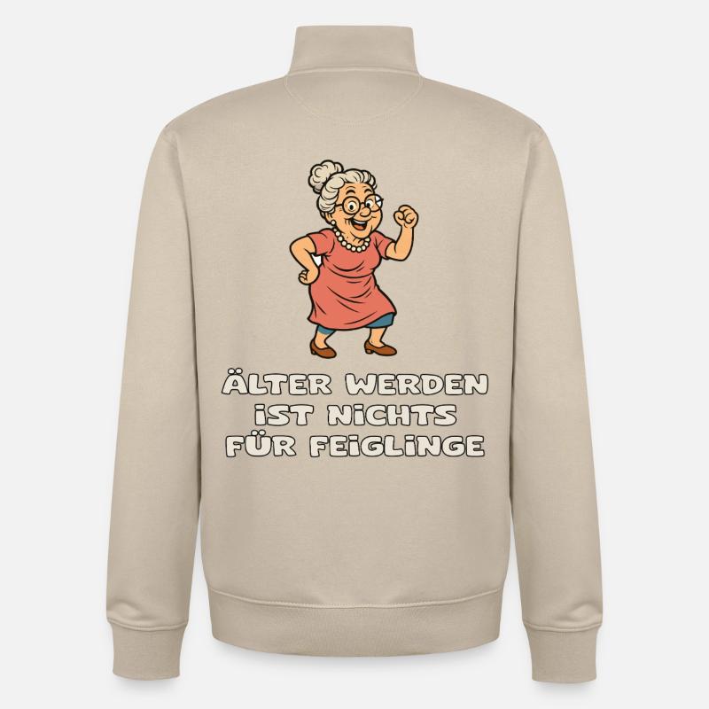 Growing older Courageously avoiding cowards - Unisex Organic Zip Sweatshirt by Stanley/Stella - desert dust