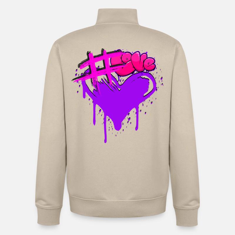 Hashtag Amour - Sweat zippé unisexe en coton bio Stanley/Stella - beige crème