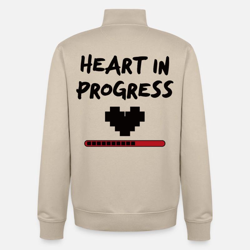 Déclaration HEART IN PROGRESS - Sweat zippé unisexe en coton bio Stanley/Stella - beige crème