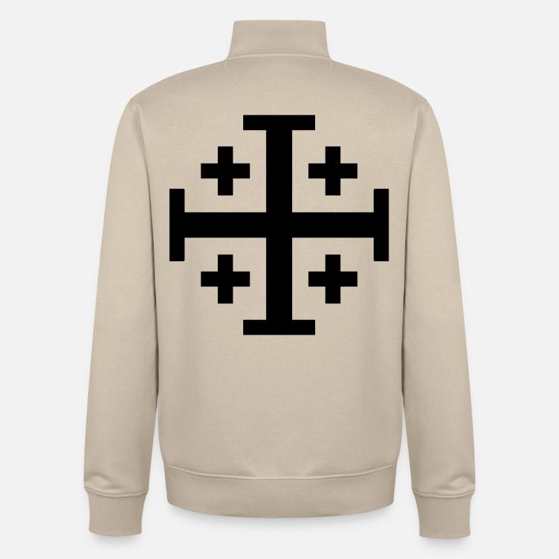 Croix croisée - Sweat zippé unisexe en coton bio Stanley/Stella - beige crème