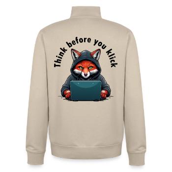 Denk nach bevor du klickst - Cyber Sicherheit - Unisex Organic Zip Sweatshirt von Stanley/Stella - Cremebeige - Hinten - AI Model Male 185 dark (185cm)