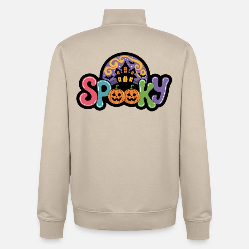 Nuit hantée Halloween citrouille magie - Sweat zippé unisexe en coton bio Stanley/Stella - beige crème