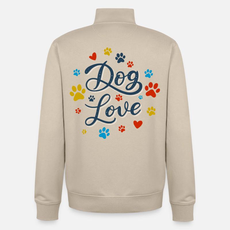 Amour des Chiens Script - Sweat zippé unisexe en coton bio Stanley/Stella - beige crème