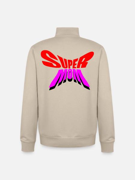 Super Mama / Super Mama - Unisex Organic Zip Sweatshirt von Stanley/Stella - Cremebeige