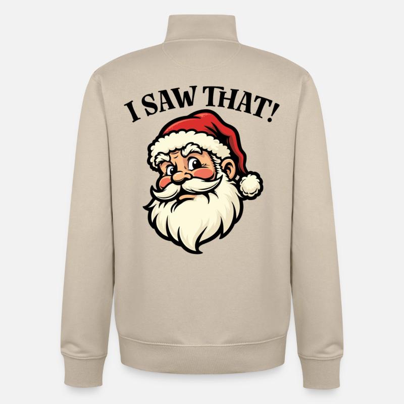J’ai vu ça - Père Noël - Sweat zippé unisexe en coton bio Stanley/Stella - beige crème