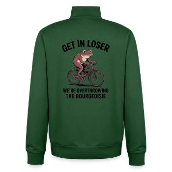 Komm rein, Verlierer, wir stürzen die Bourgeoisie - Unisex Organic Zip Sweatshirt von Stanley/Stella - Flaschengrün - Hinten - AI Model Male 185 dark (185cm)