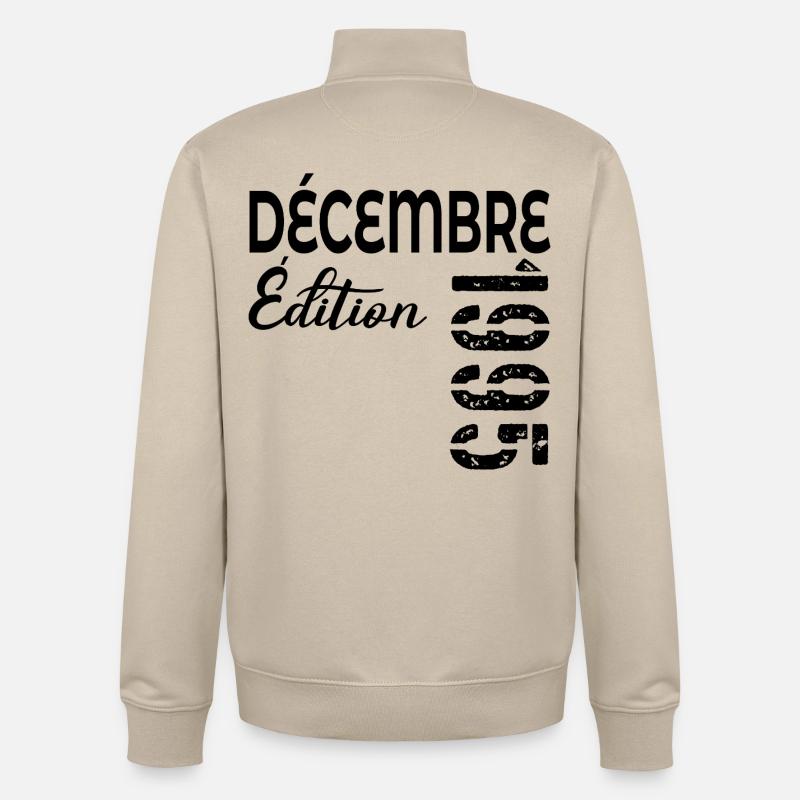 Joyeaux Anniversaire Décembre 1995 - Sweat zippé unisexe en coton bio Stanley/Stella - beige crème