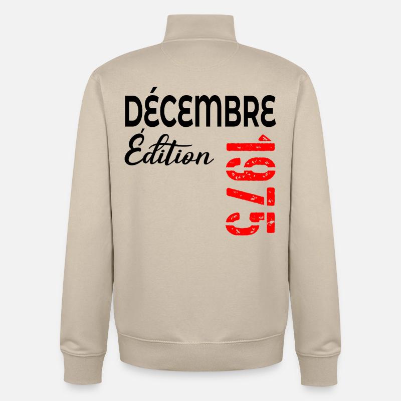 Joyeux 51e anniversaire Décembre 1985 - Sweat zippé unisexe en coton bio Stanley/Stella - beige crème