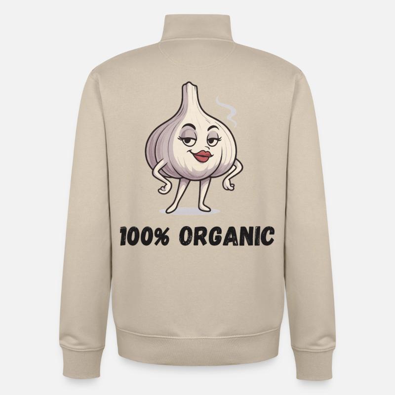 Garlic Diva Pose Ail Végétal Bio - Sweat zippé unisexe en coton bio Stanley/Stella - beige crème