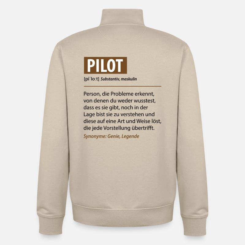 Lustige Pilot Beruf Definition Geschenke - Unisex Organic Zip Sweatshirt von Stanley/Stella - Cremebeige