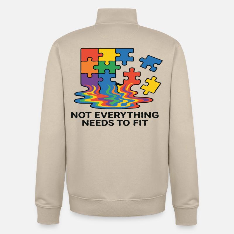 Puzzle arc-en-ciel tout ne convient pas - Sweat zippé unisexe en coton bio Stanley/Stella - beige crème
