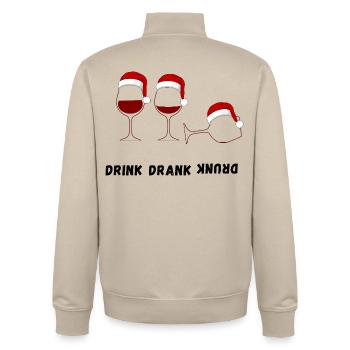 Drink Drank Drunk - Style pull de Noël laid - Sweat zippé unisexe en coton bio Stanley/Stella - beige crème - Dos - AI Model Male 185 dark (185cm)