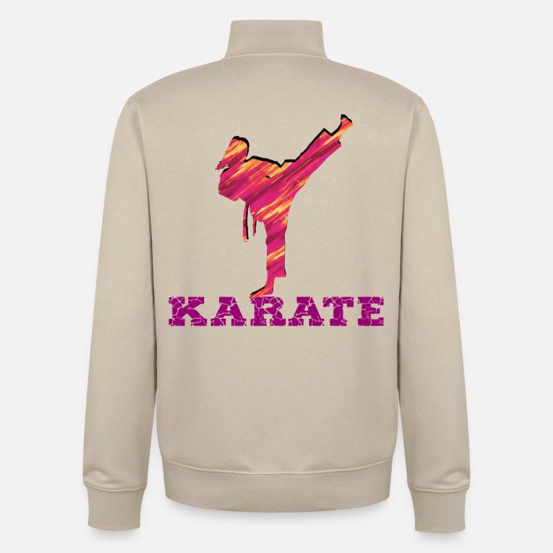 Karate Silhouette Farbexplosion - Unisex Organic Zip Sweatshirt von Stanley/Stella - Cremebeige