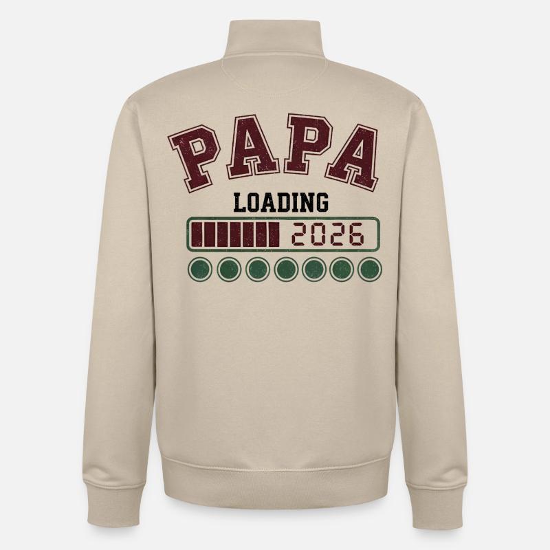Papa 2026 Loading - Unisex Organic Zip Sweatshirt von Stanley/Stella - Cremebeige