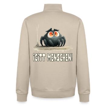 Lustige Igitt ! Menschen Spinne - Unisex Organic Zip Sweatshirt von Stanley/Stella - Cremebeige - Hinten - AI Model Male 185 dark (185cm)