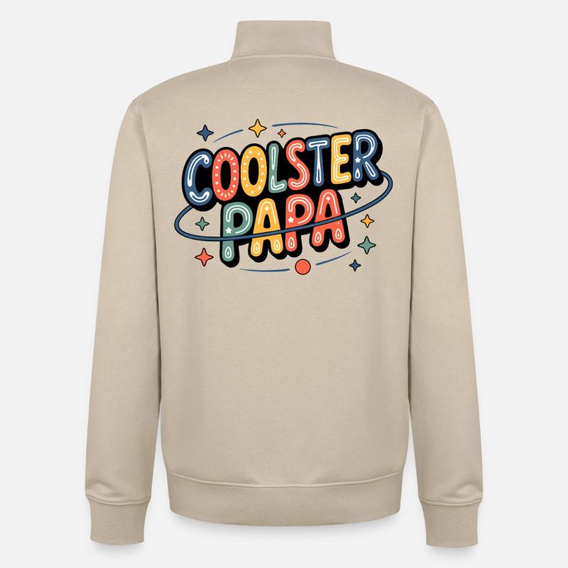 Papa le plus cool néon rétro - Sweat zippé unisexe en coton bio Stanley/Stella - beige crème