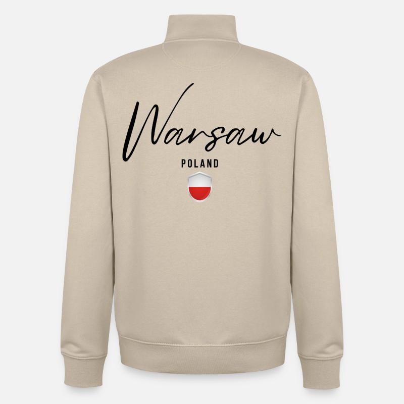 Conception élégante Varsovie, Varsovie Pologne - Sweat zippé unisexe en coton bio Stanley/Stella - beige crème