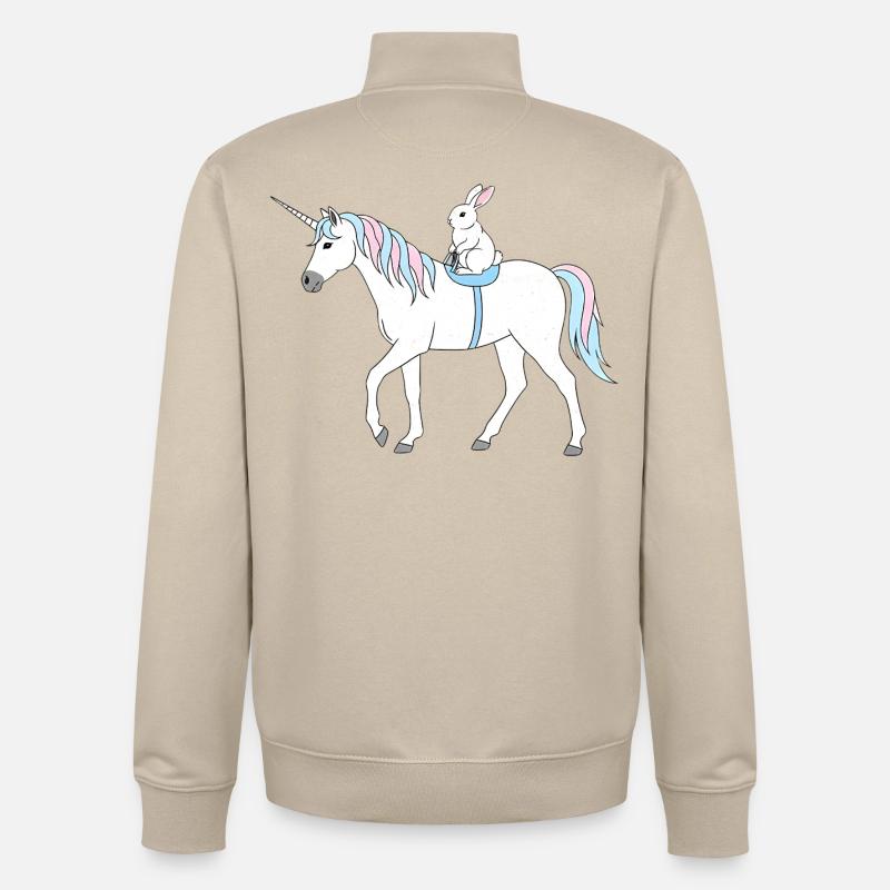 Pastell Einhorn mit Häschen - Unisex Organic Zip Sweatshirt von Stanley/Stella - Cremebeige