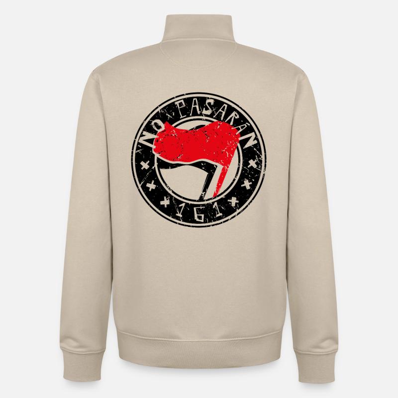 Pas de logo Pasaran 161 - Sweat zippé unisexe en coton bio Stanley/Stella - beige crème