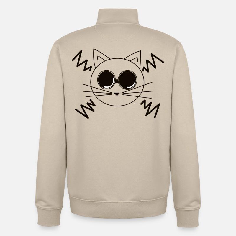 Chat de l’espace - Sweat zippé unisexe en coton bio Stanley/Stella - beige crème