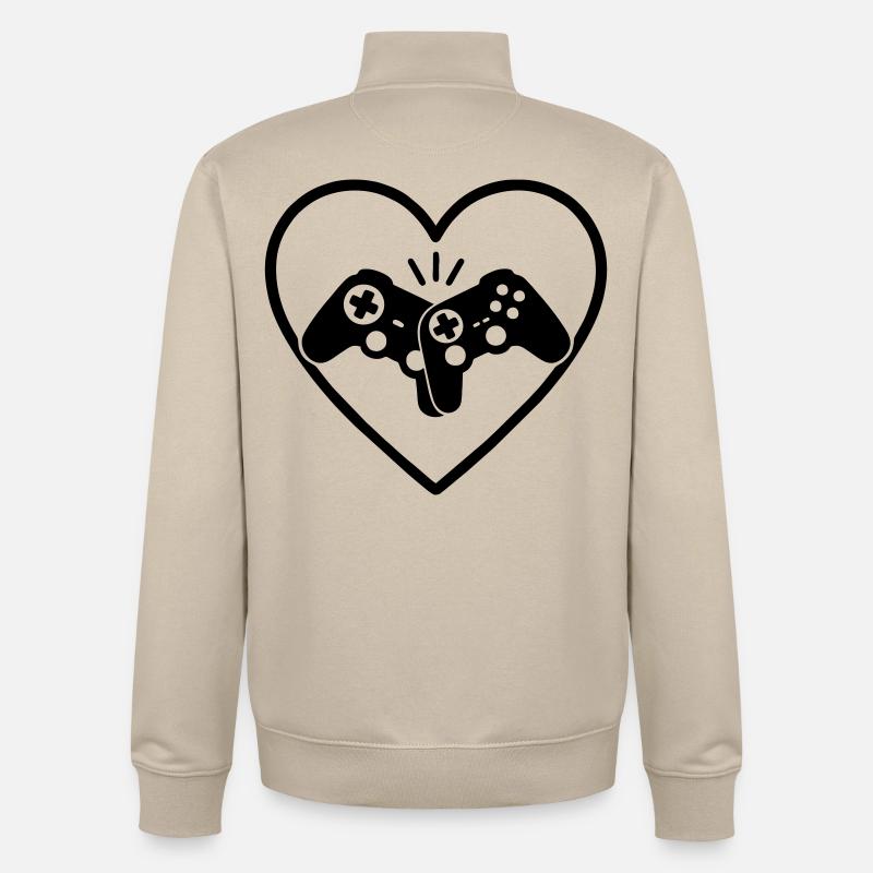 Gamecontroller Herz Gamer Liebe Geschenk - Unisex Organic Zip Sweatshirt von Stanley/Stella - Cremebeige