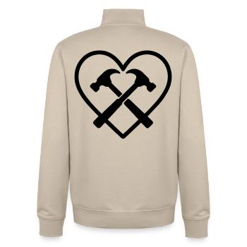 Marteaux croisés coeur constructeur outils de bricolage - Sweat zippé unisexe en coton bio Stanley/Stella - beige crème - Dos - AI Model Male 185 dark (185cm)