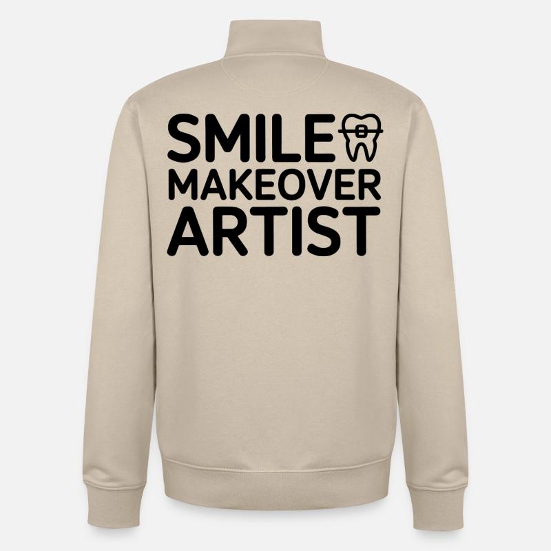 SMILE MAKEOVER ARTIST Conception Dentaire Professionnel - Sweat zippé unisexe en coton bio Stanley/Stella - beige crème