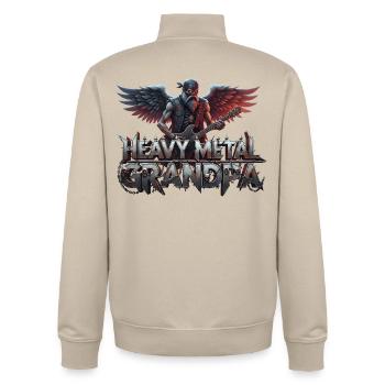 Papy Heavy Metal - Sweat zippé unisexe en coton bio Stanley/Stella - beige crème - Dos - AI Model Male 185 dark (185cm)