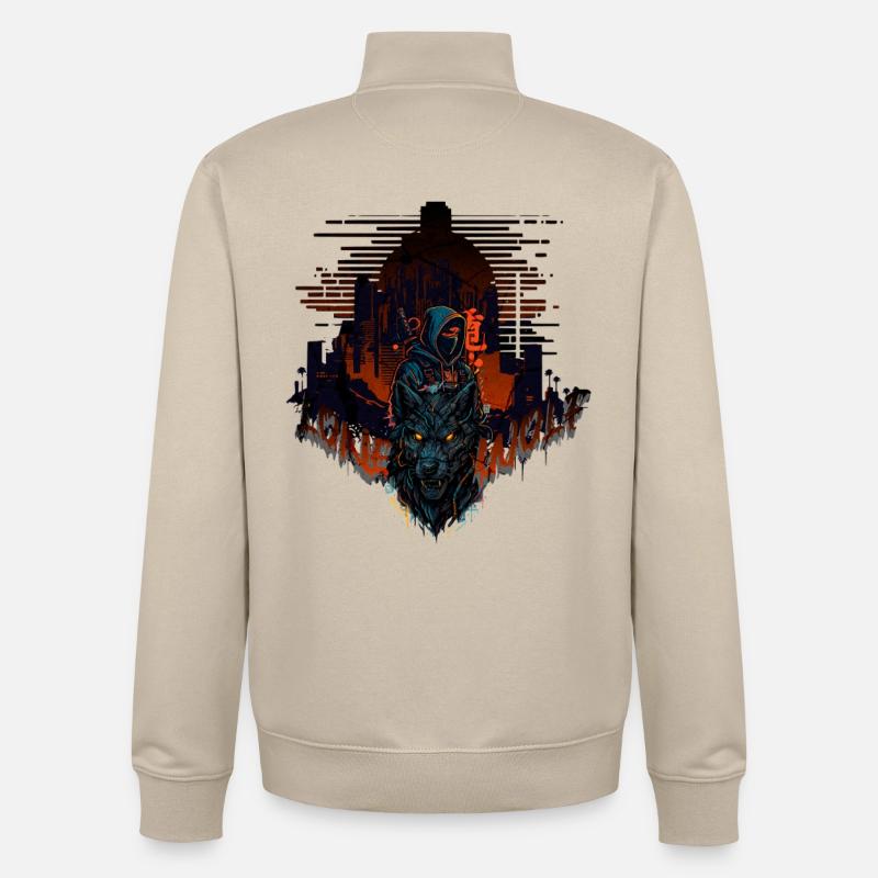 Neon Town Samurai Lone Wolf - Unisex Organic Zip Sweatshirt by Stanley/Stella - desert dust
