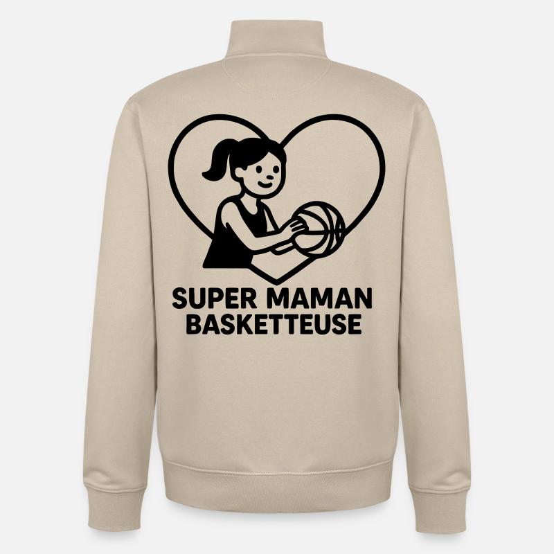 Super maman coiffeuse – Cœur coiffure - Sweat zippé unisexe en coton bio Stanley/Stella - beige crème