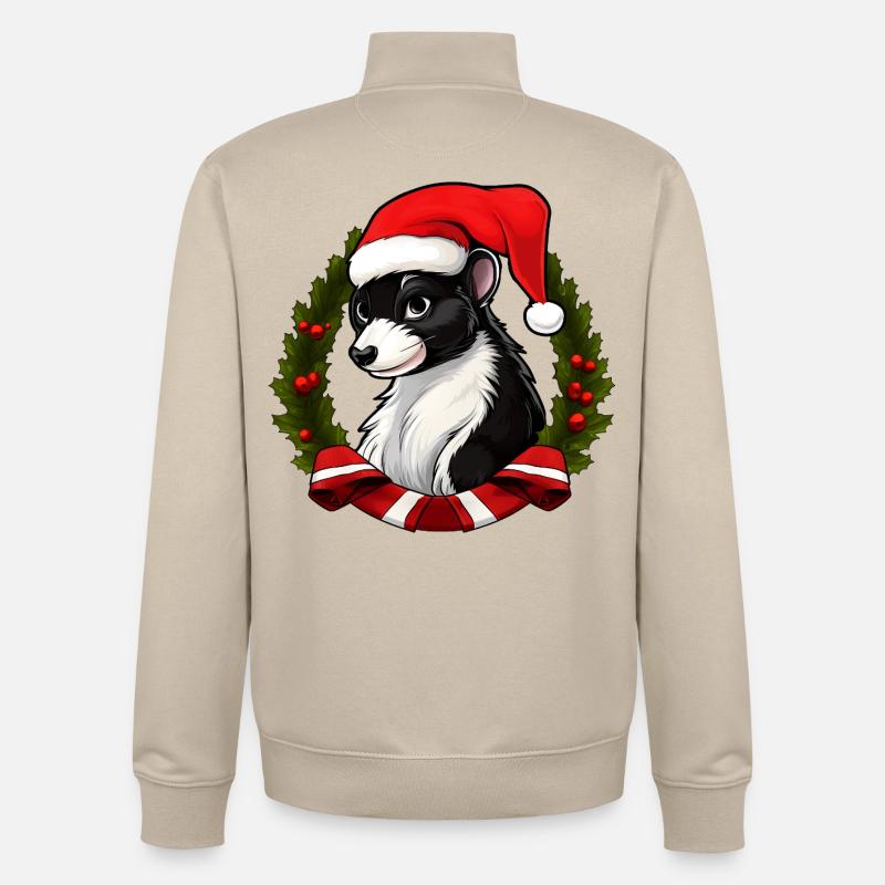 Stinktier Weihnachtsmann - Unisex Organic Zip Sweatshirt von Stanley/Stella - Cremebeige