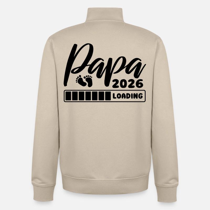 Dad 2026 loading - Pregnancy - Gift - Unisex Organic Zip Sweatshirt by Stanley/Stella - desert dust