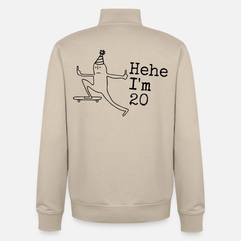 Cadeau d’anniversaire de 20 ans Drôle 20 ans 20 ans - Sweat zippé unisexe en coton bio Stanley/Stella - beige crème