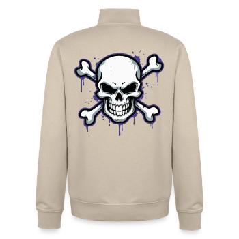 Düsterer Skull mit Knochen - Unisex Organic Zip Sweatshirt von Stanley/Stella - Cremebeige - Hinten - AI Model Male 185 dark (185cm)