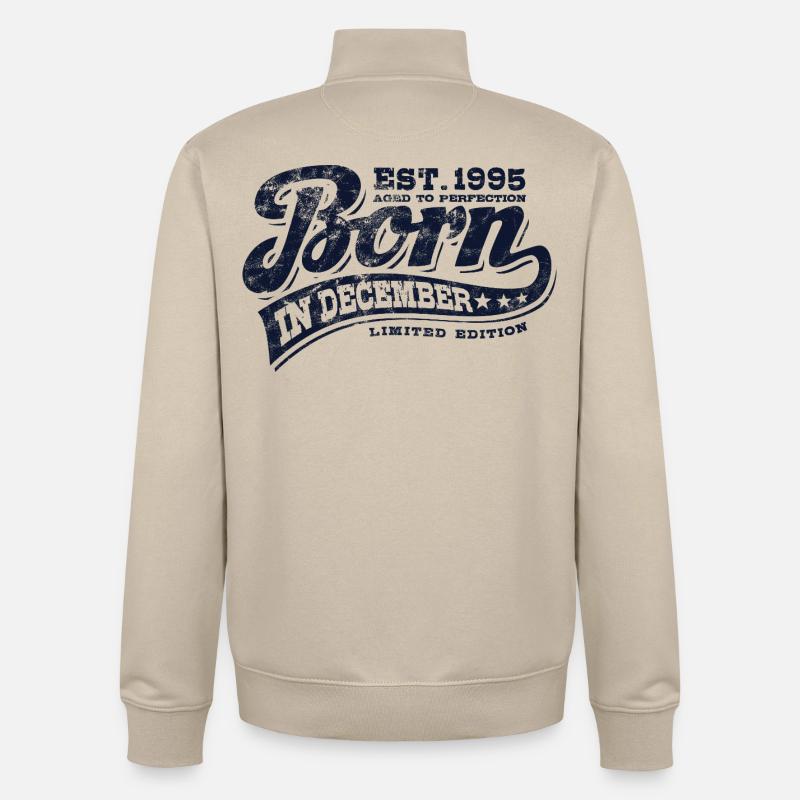 Né en décembre 1995 - Anniversaire - Cadeau - Sweat zippé unisexe en coton bio Stanley/Stella - beige crème