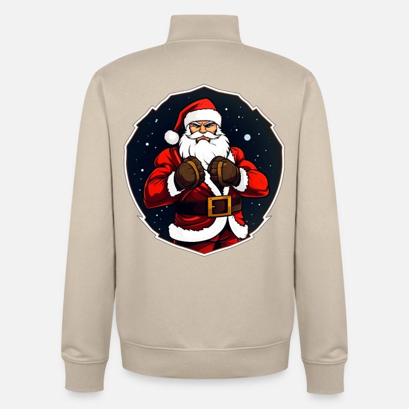 Combattant de Noël - Sweat zippé unisexe en coton bio Stanley/Stella - beige crème
