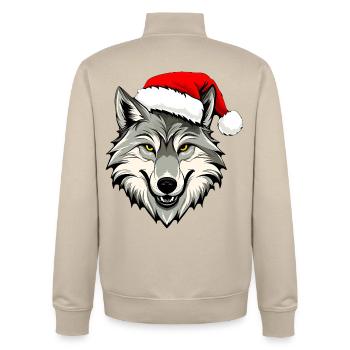 Christmas Wolf - Unisex Organic Zip Sweatshirt by Stanley/Stella - desert dust - Back - AI Model Male 185 dark (185cm)