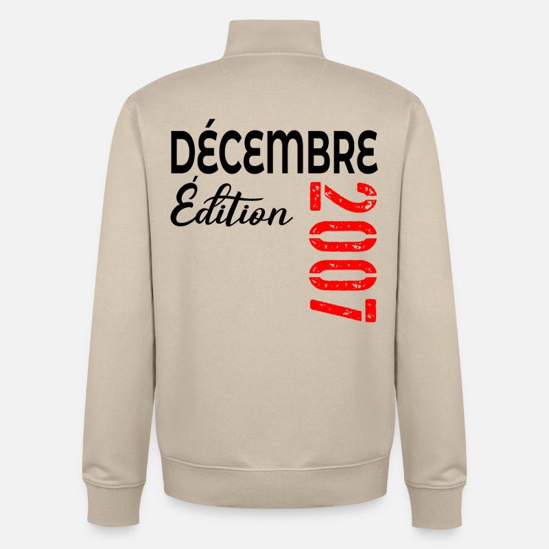 Dezember 2007, 18-jähriges Jubiläum - Unisex Organic Zip Sweatshirt von Stanley/Stella - Cremebeige