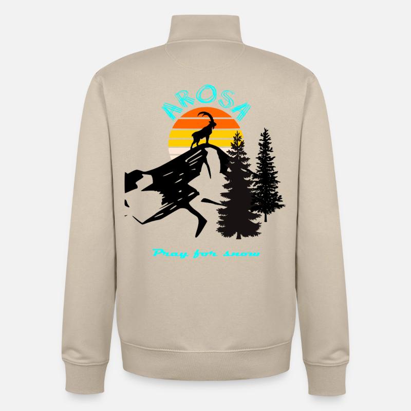 Coucher de soleil - Sweat zippé unisexe en coton bio Stanley/Stella - beige crème