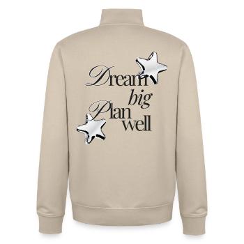 Rêvez grand plan - Sweat zippé unisexe en coton bio Stanley/Stella - beige crème - Dos - AI Model Male 185 dark (185cm)