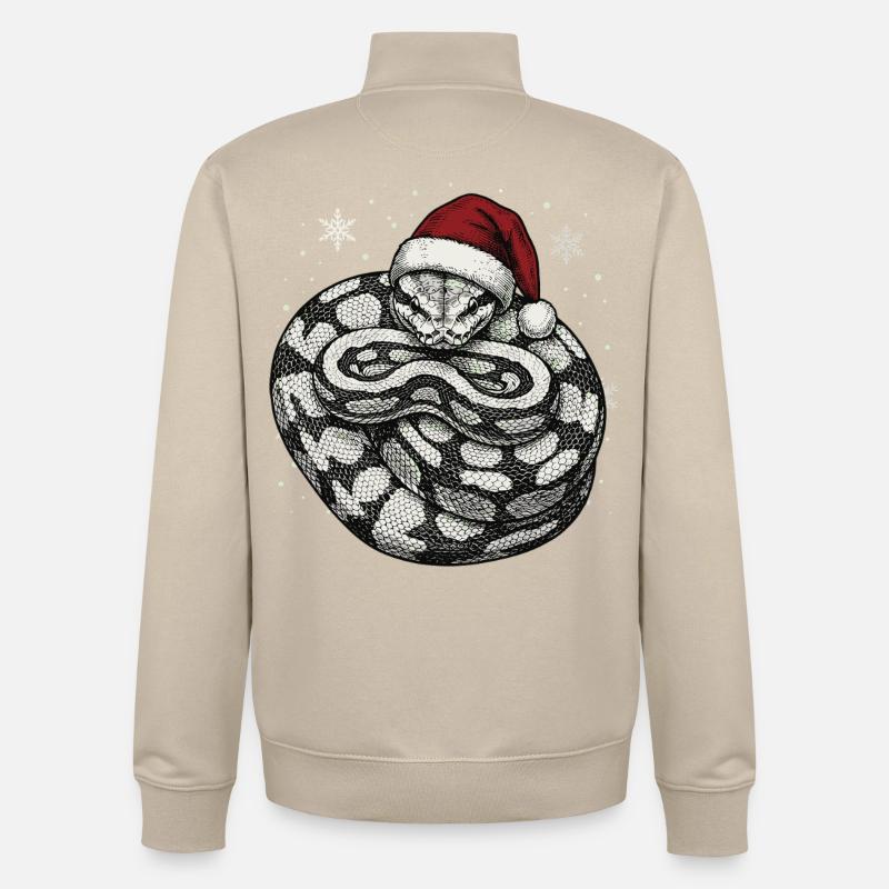 Königspython Weihnachten Ball Python Schlange - Unisex Organic Zip Sweatshirt von Stanley/Stella - Cremebeige