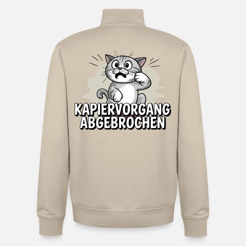 Copying process aborted – cat confused - Unisex Organic Zip Sweatshirt by Stanley/Stella - desert dust