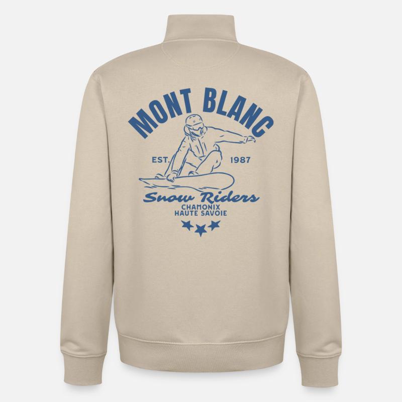 Mont Blanc Snow Riders logo - Sweat zippé unisexe en coton bio Stanley/Stella - beige crème